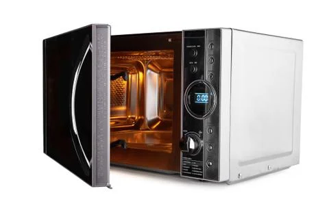 Open microwave oven Stock Photos