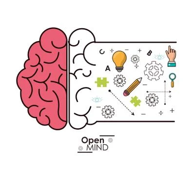 Open mind brain intelligence genius idea innovation Illustration