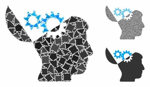 Open mind gears Composition Icon of Tuberous Parts Stock Illustration