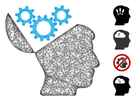 Open Mind Gears Web Vector Mesh Illustration Stock Illustration