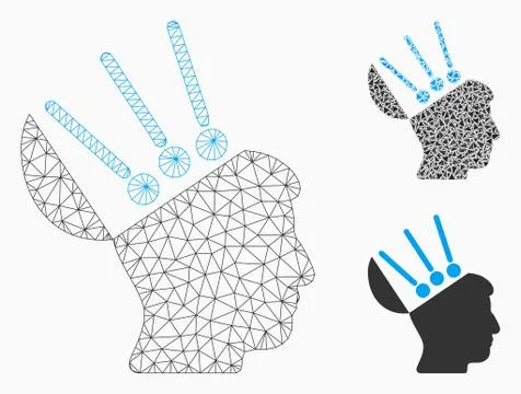 Open Mind Interface Vector Mesh 2D Model and Triangle Mosaic Icon Stock Illustration