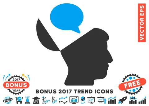 Open Mind Opinion Flat Icon With 2017 Bonus Trend イラスト素材