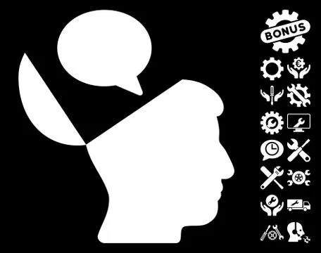 Open Mind Opinion Vector Icon With Tools Bonus Illustrazione stock