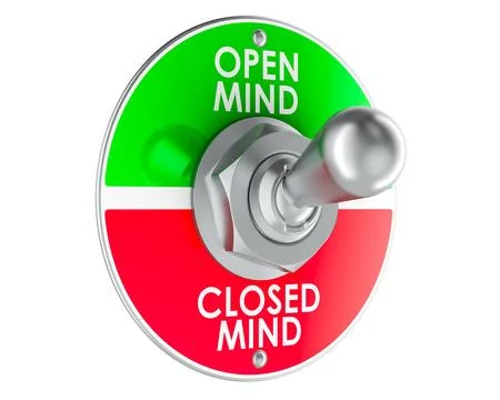 Open mind or closed mind switch, mindset concept. 3D rendering Stock Illustration