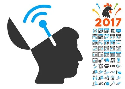 Open Mind Radio Interface Icon With 2017 Year Bonus Symbols Stock Illustration