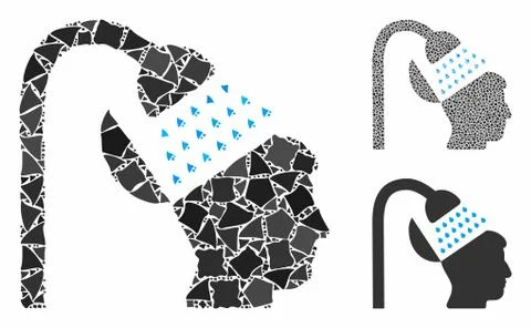 Open mind shower Composition Icon of Trembly Elements Illustrazione stock