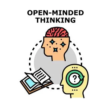 Open minded thinking concept connecting learning and questioning Stock Illustration