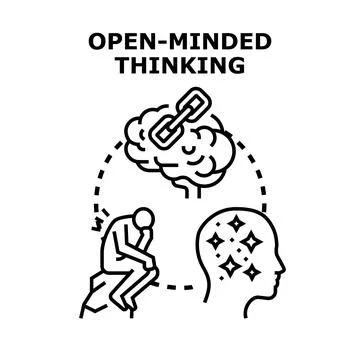 Open minded thinking concept connecting new ideas Stock Illustration