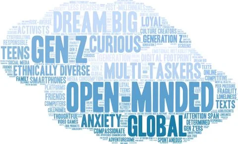 Open-Minded Word Cloud Stock Illustration
