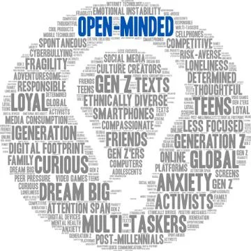 Open-Minded Word Cloud Stock Illustration