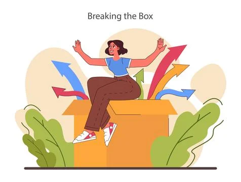 Open-mindedness. Thinking outside the box. Creativity and brainstorming Stock Illustration
