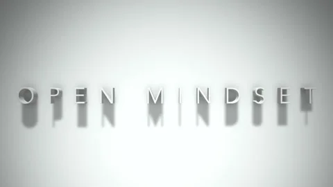 Open mindset 3D title animation with shadows on a white background Stock Footage 297905063
