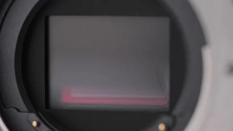 Open mirrorless digital Camera shows shutter mechanism close up. Stock Footage 134172671