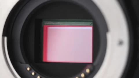 Open mirrorless digital Camera shows shutter mechanism close up. Stock Footage 134172726