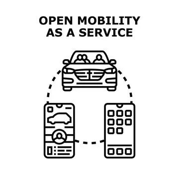 Open mobility as a service app connection Stock Illustration