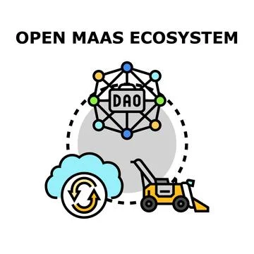 Open mobility as a service ecosystem concept 스톡 일러스트