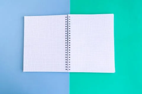 Open mockup notepad on color background, copy space for the text Stock Photos