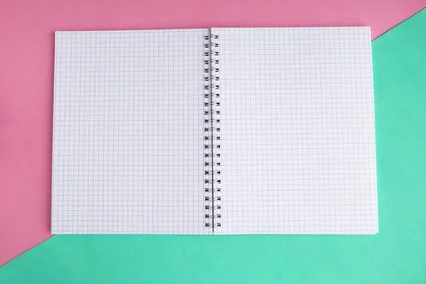 Open mockup notepad on color background, copy space for the text Stock Photos