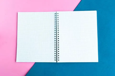 Open mockup notepad on color background, copy space for the text Stock Photos