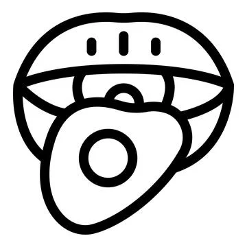 Open mouth biting avocado slice with tongue and teeth showing Stock Illustration