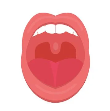 Open mouth icon flat style. Throat, tonsils. Scream. Medicine treatment concept Stock Illustration