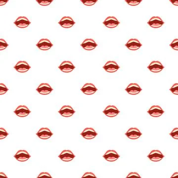 Open mouth seamless pattern with red lips Stock Illustration