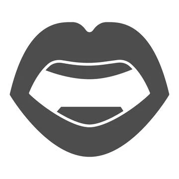 Open mouth solid icon, human body concept, Open lips sign on white background イラスト素材