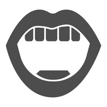 Open mouth solid icon, human body concept, Open lips sign on white background 스톡 일러스트