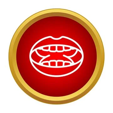 Open mouth with teeth screaming, talking, singing icon Illustration