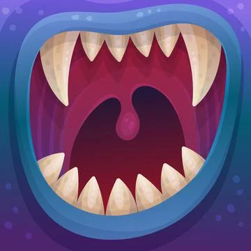 Open mouth of terrible monster with sharp teeth and evil scary emotions. Stock-Illustration