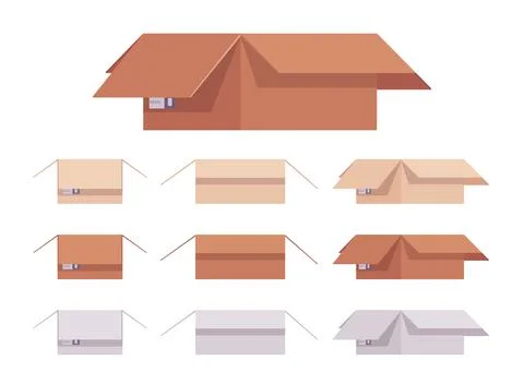 Open moving boxes cardboard set Illustration