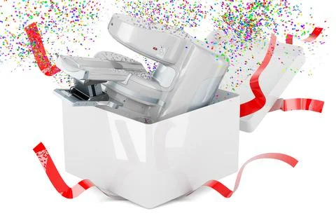 Open MRI Machine inside gift box, 3D rendering Stock-Illustration
