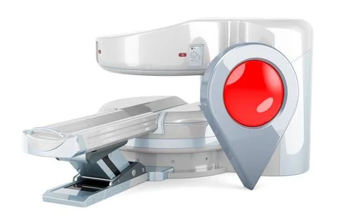 Open MRI Machine with map pointer. 3D rendering Open MRI Machine with map ... 写真素材
