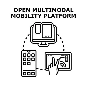 Open multimodal mobility platform concept connecting digital devices 스톡 일러스트