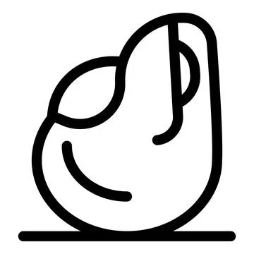 Open mussel shell lying on the seabed, simple black and white line art icon Stock Illustration