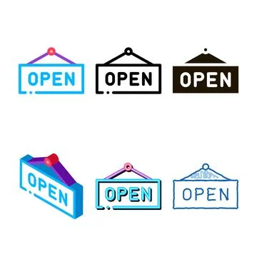 Open nameplate icon vector range outline イラスト素材