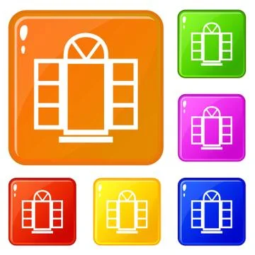 Open narrow window frame icons set vector color Ilustración de archivo
