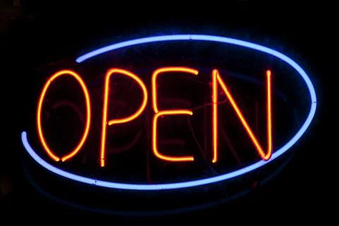 Open - Neon light Stock Photos