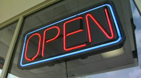 Open neon sign Stock Footage 845242