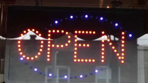 Open neon sign Stock Footage 69186179