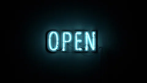 OPEN Neon sign Stockbeeldmateriaal 128950148