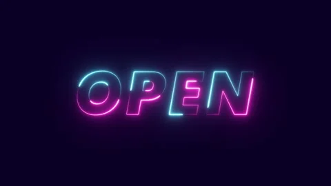 Open Neon Text advertisement promo animation video with dark background . High-q Stock Footage 295978023