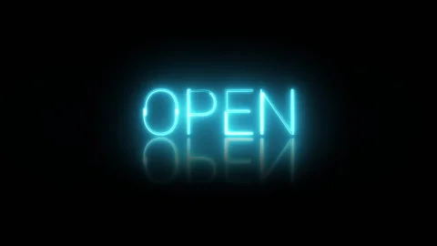 Open neon text animation on black backgroun Stock Footage 292738451
