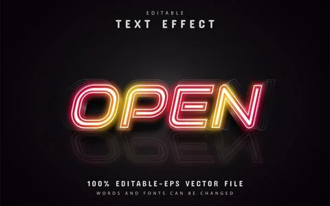 Open neon text effect Stock Illustration