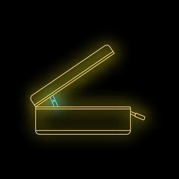 Open neon toolbox sign glowing in darkness Stock Illustration