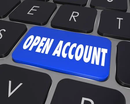 Open new account computer keyboard key button register online service Stock Illustration