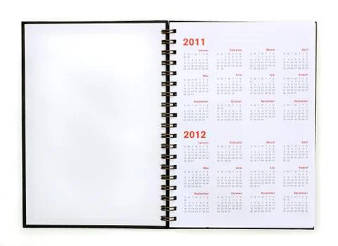 Open note book with calendar 2011, 2012 Stock Photos