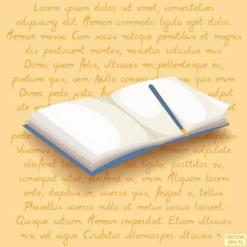 Open notebook and pen Stock Illustration