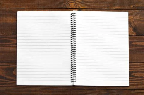 Open notebook with blank lined pages Stock Photos