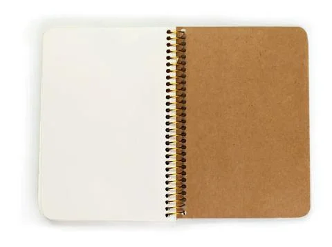 Open notebook with blank pages and spiral binding Stock Photos